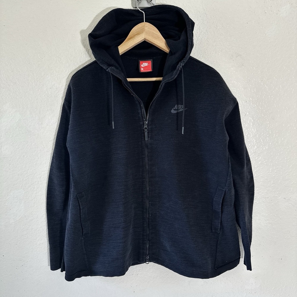 Nike Tech Knit Jacket Womens L Black Full Zip Hooded